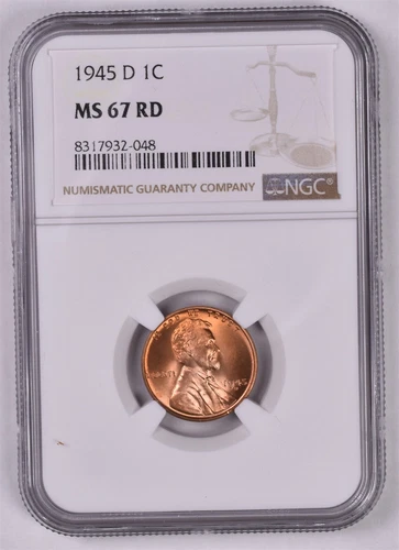 1945-D Lincoln Wheat Penny Cent - NGC MS67 RD 