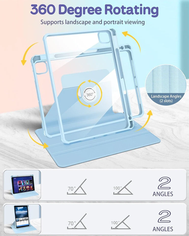 Angel Stitch 360 Rotation Stand Cover Case For iPad7/8/9/10th Gen Air3 10.2 10.9 - Image 4 of 4