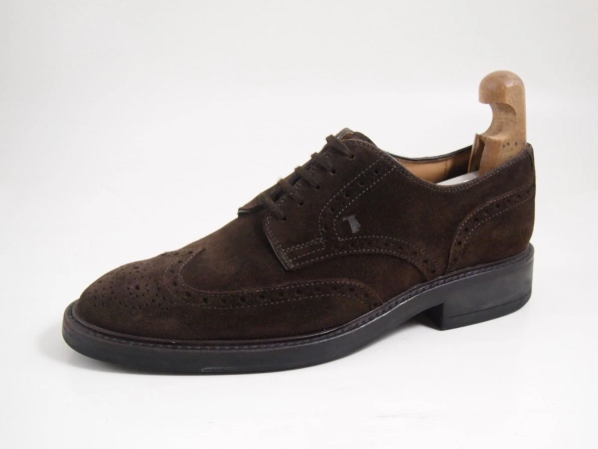 Tod's Wingtip Brogue Braunes Wildleder Herren Schuhe Größe Eu 42.5