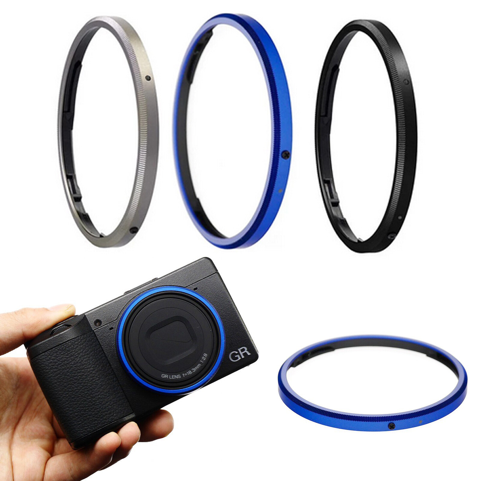 Ricoh Gw 3 JJC Blue Lens Decoration & Protection Ring For Ricoh GR