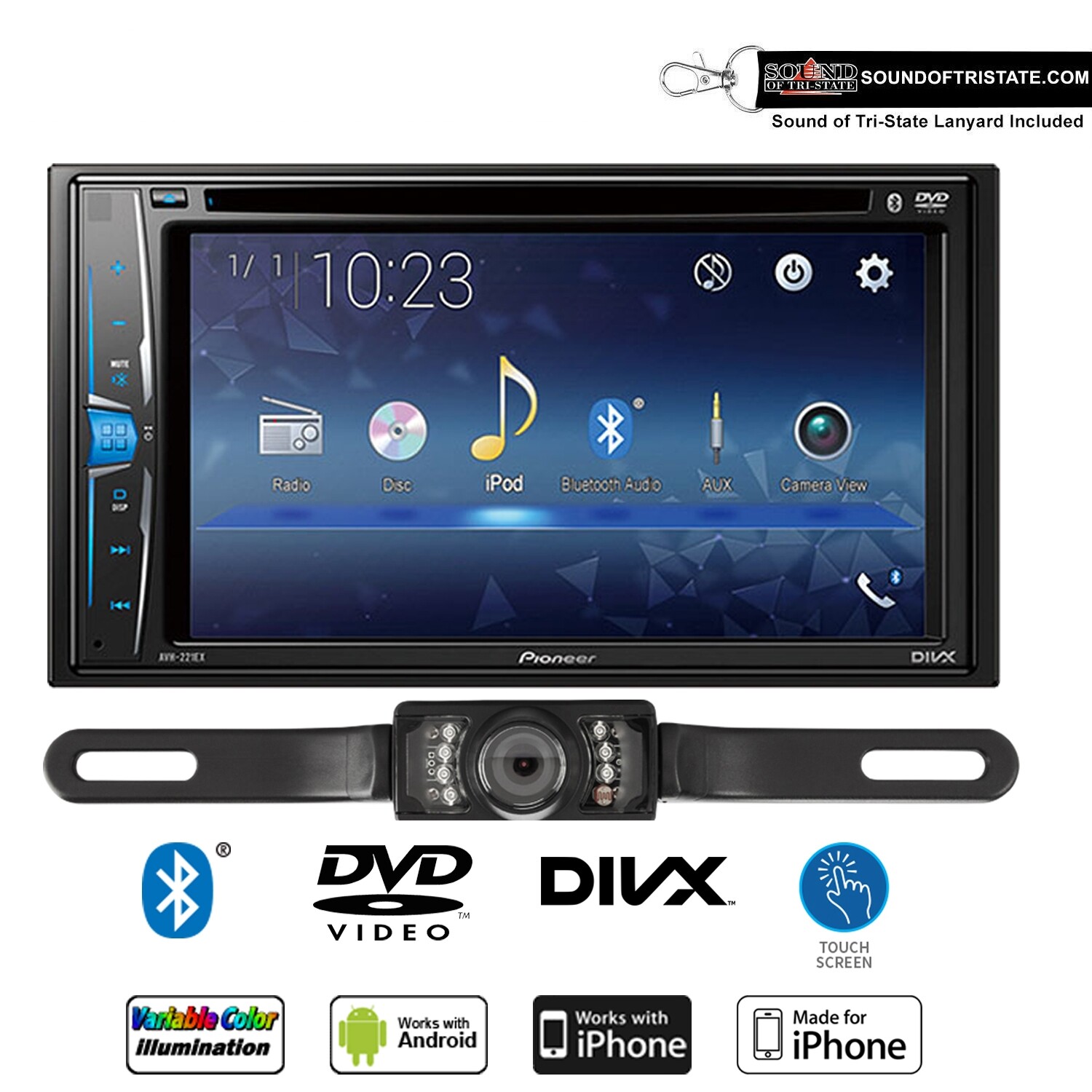 Pioneer AVH-221EX Multimedia DVD-Receiver with License Plate