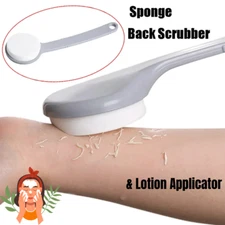 Bath Body Scrubber & Lotion Applicator for Back and Feet Soft Sponge Long Handle