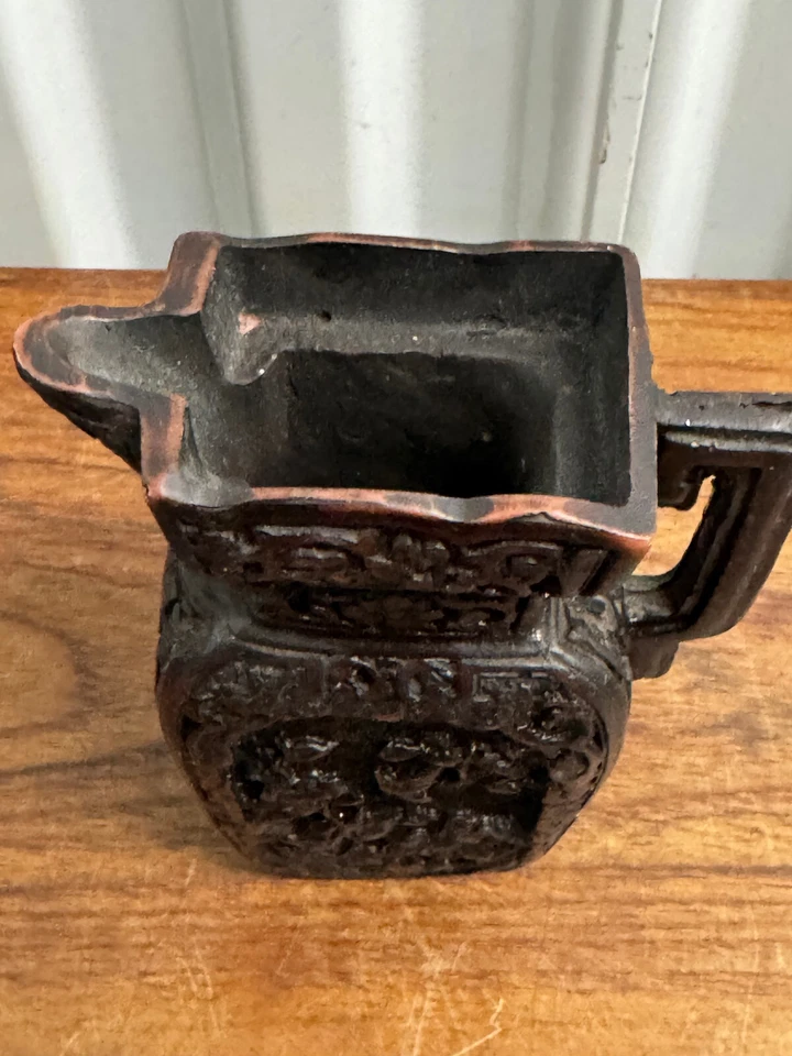 Jarra de colección Tibet Lhasa tallada a mano hueso de yak marrón 7" Foto 4 de 4