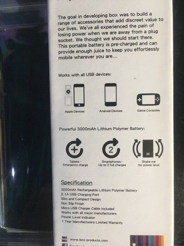 BOX 3000 mAh Portable Smartphone Charger - Afbeelding 3 van 5