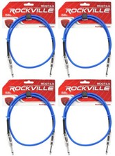 4 Rockville RCGT3.0BL 3' 1/4" TS to 1/4'' TS Guitar/Instrument Cable