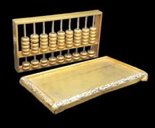 Vintage Mini Chinese Brass Abacus Fidget Toy Metal Base Ancient Calculator