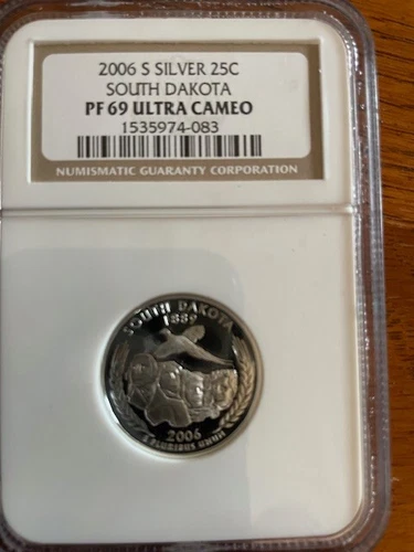 2006 S Silver 25C SOUTH DAKOTA PF 69 ULTRA CAMEO NGC