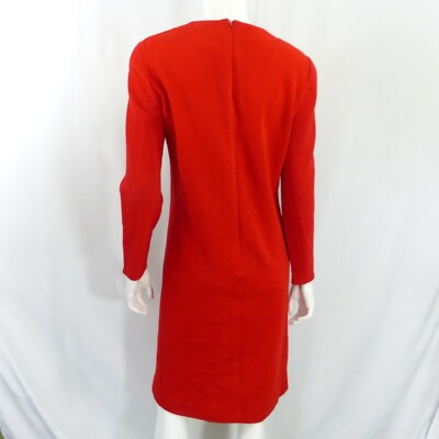 Jaeger Vintage Dress Red Rib Long Sleeve Dress Sz 12 New Shoulder Pad | eBay