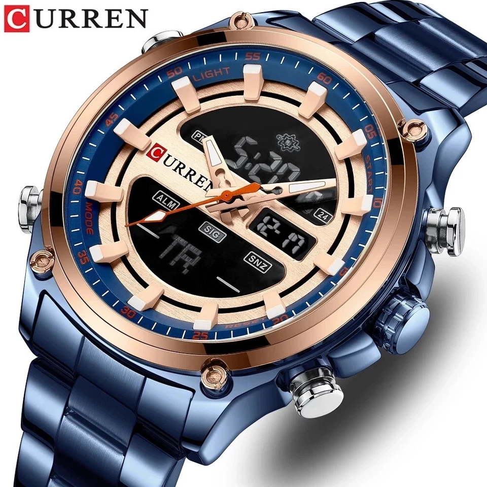 CURREN Men Digital Watch Big Case Chronograph Watch LED Wristwatch Sport Watches - Image 2 of 4