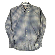 Peter Millar Men's Shirt XL Blue Plaid Fitted Long Sleeve Casual Button-Up