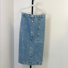 Denim Button-Front Skirt
