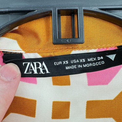 Zara Oversized Top Womens XS Orange Pink Retro California Resort Vacation Summer - Picture 4 of 5
