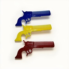 3 Vintage Yellow, Red, Blue Plastic Western Gun Hair Combs