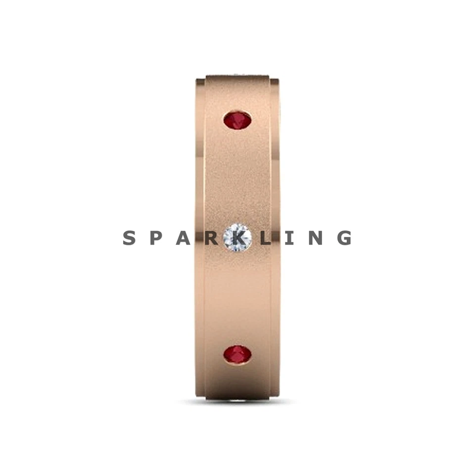 Ruby Round Cut With 925 Sterling Silver Gold Plated Ring For Men's #D742 - Image 3 of 4