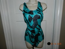 VTG NOS SPEEDO Ladies One Piece Tank Swimsuit teal seahorse Sz 36 NWT