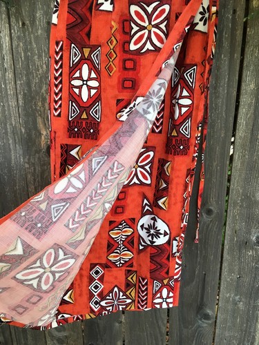 T&C Surf HAWAIIAN WOMENS SKIRT Orange Red Tie Pencil Tribal Flowered SMALL 0 1 - Picture 4 of 10
