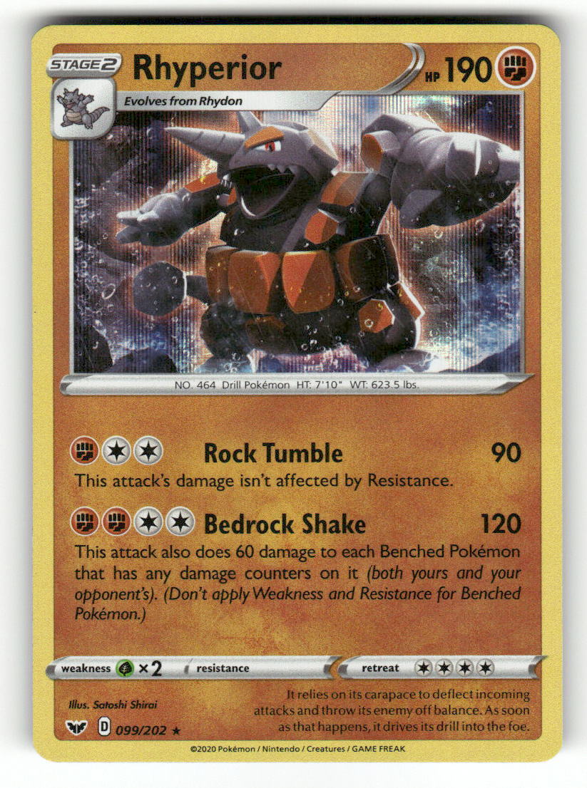 Pokemon TCG SWSH01: Sword & Shield Base Set #099/202 Rhyperior Holo