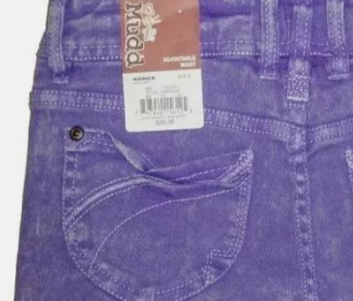 Denim Shorts Girls Adjustable Waist Purple Pockets Summer BTS - Picture 4 of 4
