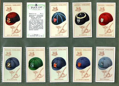 Tobacco Cigarette cards School Emblems, English Schools, cheltenham, harrow,