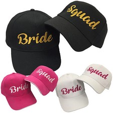 Bride / Squad Embroidered Baseball Cap - Wedding Hen Do Party Fashion Hat Caps