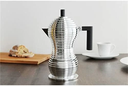 Espresso Coffee Maker Moka Alessi Pulcina MDL02/1 B Black in Aluminium 1 Cup, fotografia 5 di 6