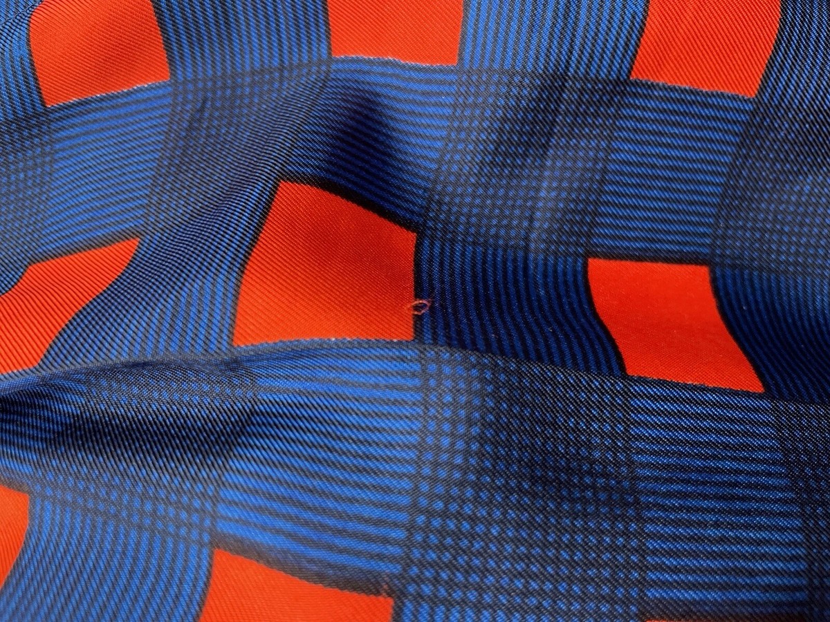Prada Vintage Archive Spring 2008 Fairy Blue Red Wavy Plaid Silk