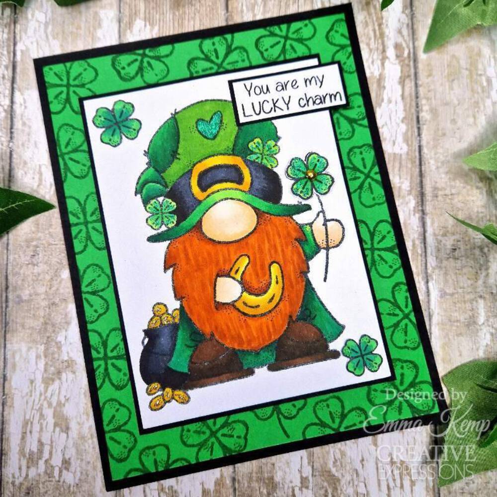 Woodware Clear Singles Lucky Gnome 4 in x 6 in Stamp