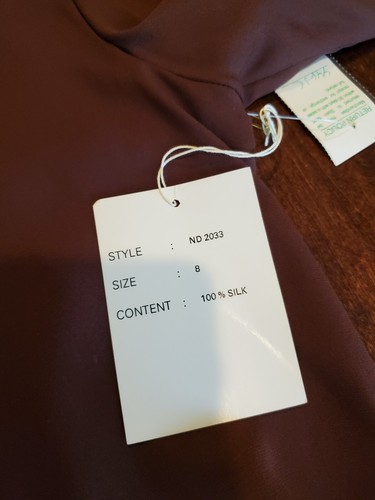 Tao 100 % Seide Langarm Button Down Kragen Hemd-Tunika Stil braun, Gr. 8 Neu mit Etikett - Bild 5 von 6