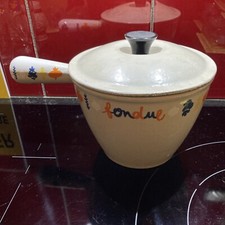 Le Creuset - Caquelon gris / orange a fondue savoyarde bourguignonne vintage