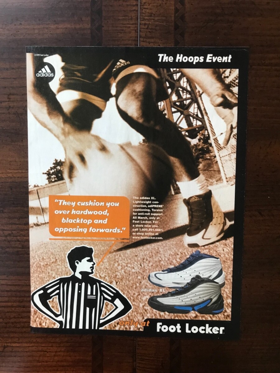 1999 original print ad Footlocker Adidas XL Basketball Shoes