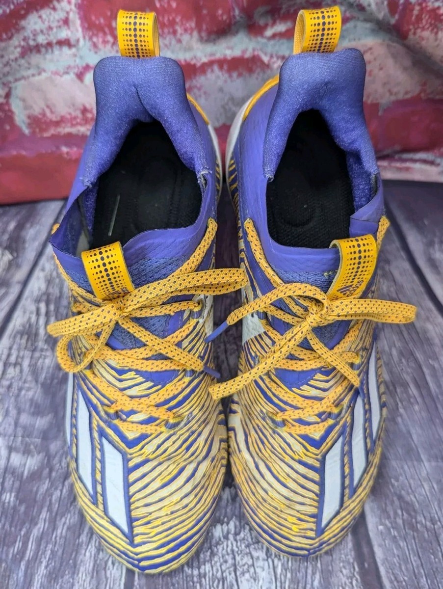 Adidas Adizero 10.0 Zubaz Yellow Purple Football Cleats Mens 8.5
