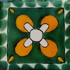  C114 Mexican Tile sample Ceramic Handmade 4x4 inch, GET MANY AS YOU NEED  