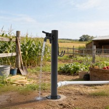 2-Outlets Outdoor Water Column Faucet Floor Mount Column Faucet Garden FaucetUS