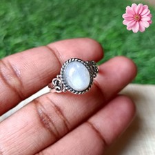 Moonstone Gemstone 925 Sterling Silver Ring Handmade Jewelry Gift For Valentine