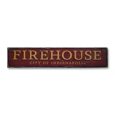 City Firehouse, Custom Fire Dept. - Rustic Distressed Wood Sign