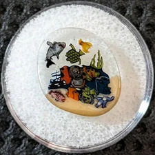 Borosilicate glass Ocean Scene polished murrine coin - heady wildlife fan art 