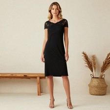 Plus Size ASOS CURVE Evening Glam Midi Dress Black Lace Pencil Sleeveless US 14