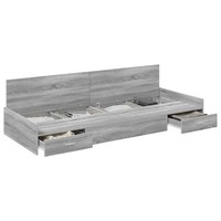 Bettrahmen Mit Kopfteil Sonoma Eiche 90X190 Cm Holzwerkstoff Grau