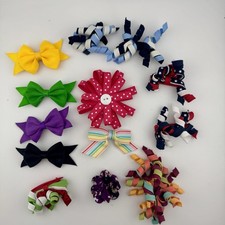 Girl's Hair Accessories Lot Of 14 Barrettes Bows Frilly Cute Fun