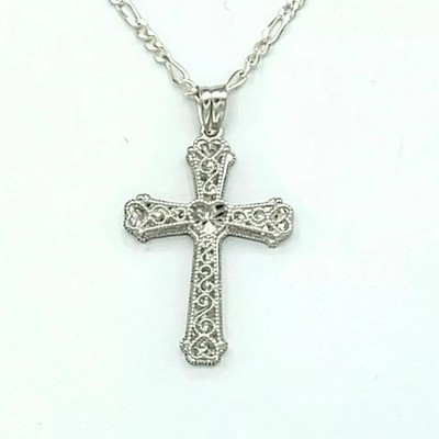 2Ct Heart Shape Diamond Hot Selling Cross Pendan 14K White Gold Over Free Chain