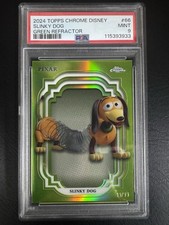 Topps 2024 Chrome Disney #66 Slinky Dog Green Refractor /99 PSA 9