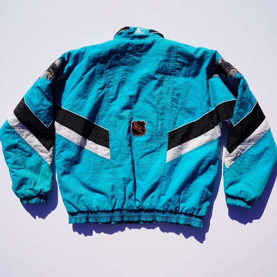 Chaqueta De Colección San Jose Sharks Starter Años 90 Para Hombre Grande Cremallera Completa NHL Hockey Foto 2 de 4