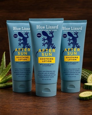 3 Pack Blue Lizard After Sun Soothing Lotion Aloe & Cucumber 6 oz NEW