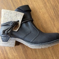 Rieker Fee 93 Ankle Boots Booties Shoes Womens 5.5 US 36 EU Black Zip Up Moto