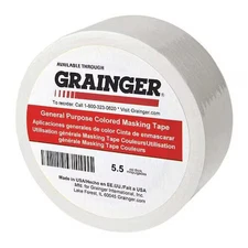 Masking Tape, 1/4 In W X 60 Yd L, 5.5 Mil Thick, White, Rubber Adhesive, 144