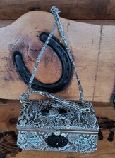 Vintage Small Faux Snakeskin Hand Shoulder Bag - Jewel Clasp