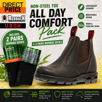 Redback UBOK Non Safety Work Boots. NO Steel Toe. Elastic Sided