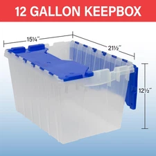 66486 12-Gallon Plastic Stackable Storage Tote Keepbox Container with Lid | Dura