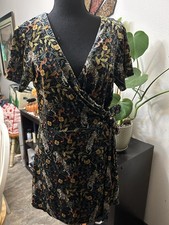 Urban Outfitters Velvet Tiger + Snake Print Wrap Dress Size Medium Black