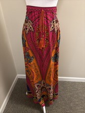 SOFT SURROUNDINGS Boho Pull on Maxi Skirt Pink Orange Womens Est Size Large
